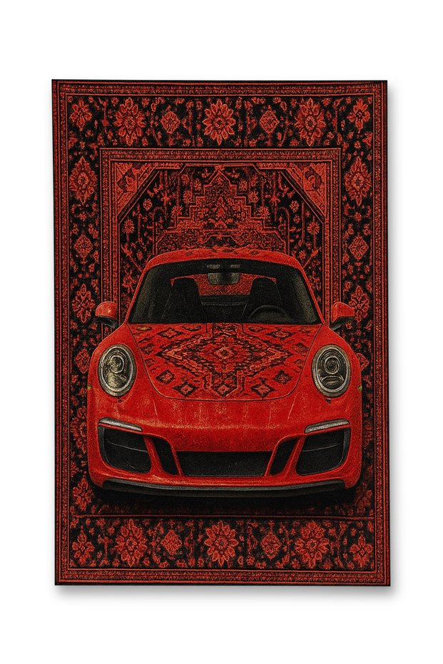 Mosso Car Themed Pattern Woven Base Vintage Decorative Carpet Mosso1835