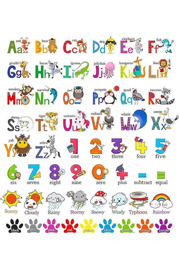 Alphabet Home Wall Decor Peel and Stick Alphabet & Animal Wall Stickers