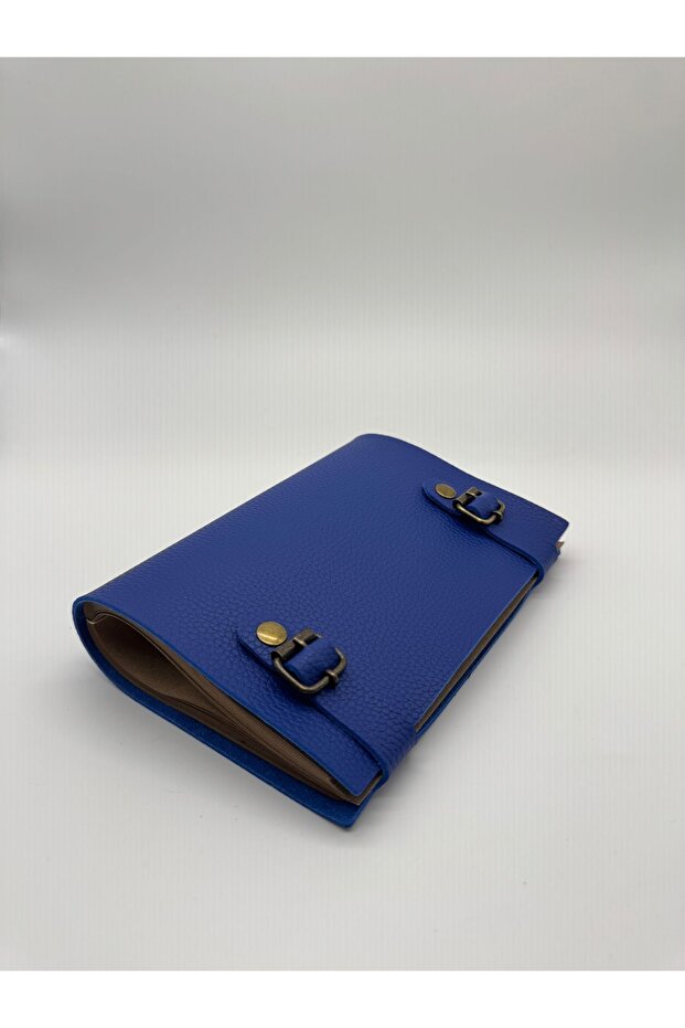 دفتر ملاحظات موديل فلوتر من الجلد الصناعي أزرق بلون الكوبالت أزرق - 1