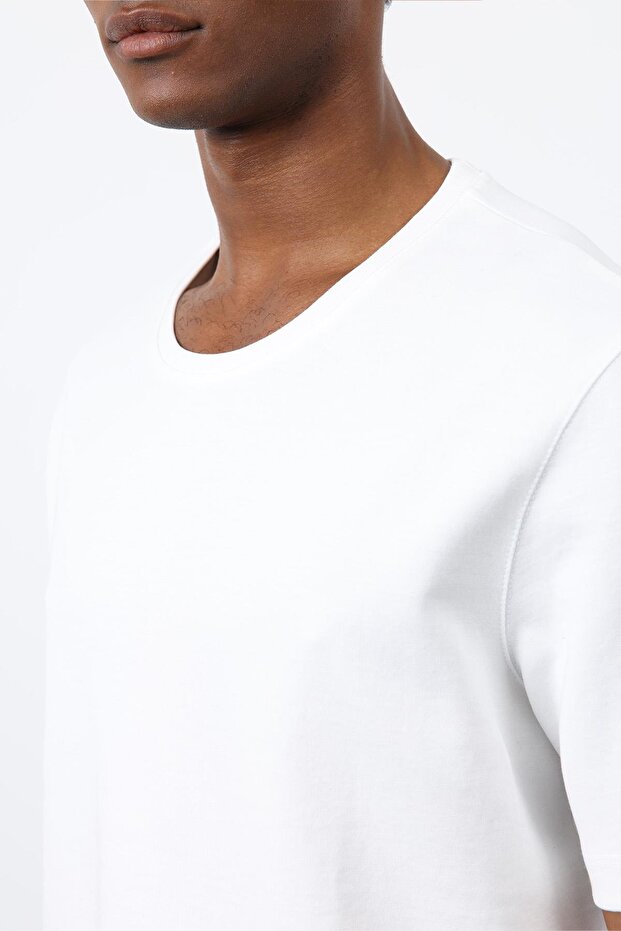Ekru Regular Fit Basic Erkek T-Shirt - 5
