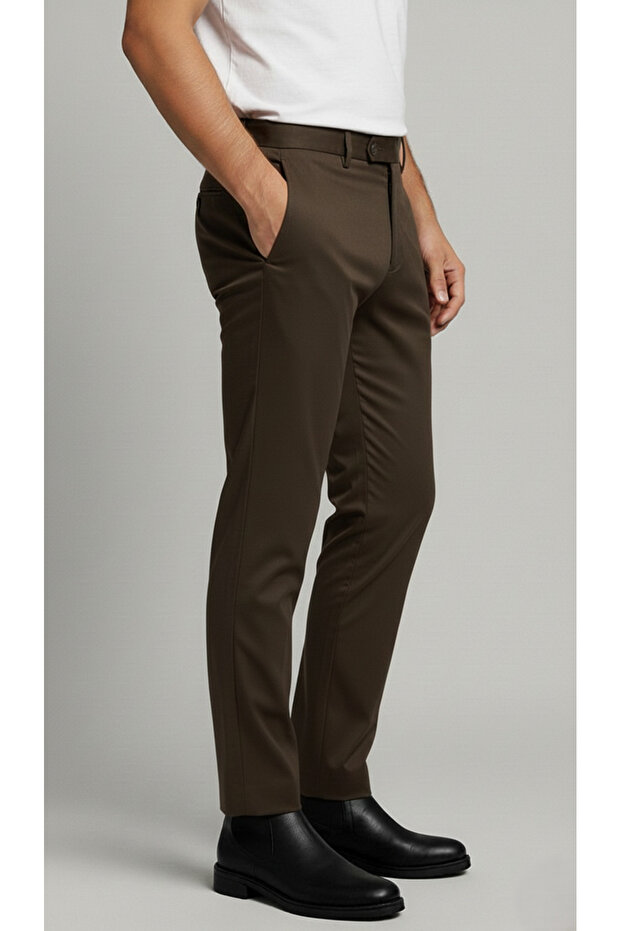 Men's Brown Color Quality Fabric Trousers - 4