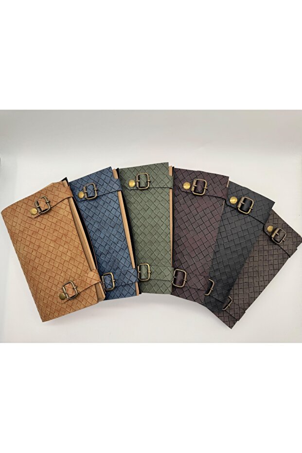 Faux Leather Diamond Pattern Notebook Navy Blue - 4