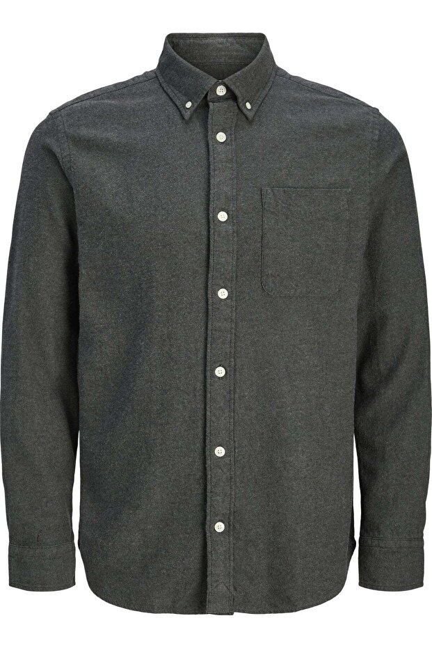 قميص رجالي أسود رمز الموديل: (12282353) Jprblubrook Twill Solid L/S Shirt Ln