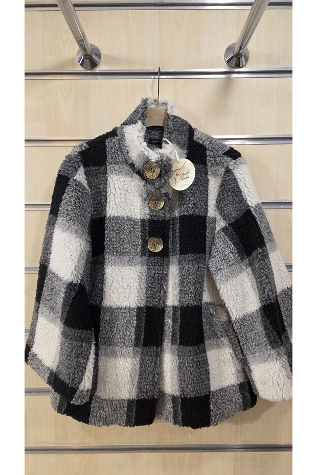 معطف من القطيفة بنمط منقوش - 1