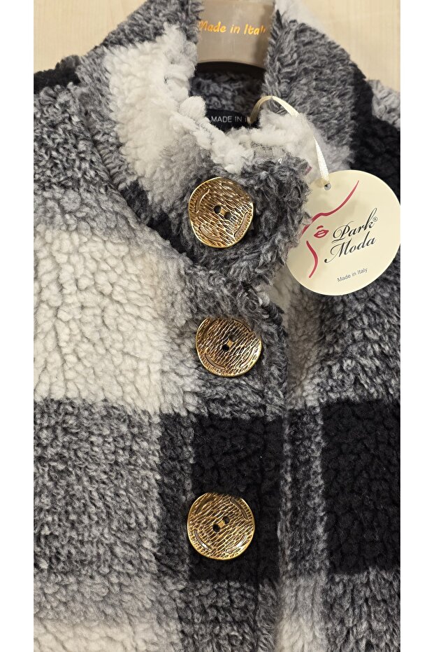 معطف من القطيفة بنمط منقوش - 3