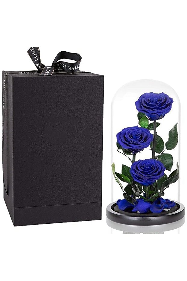 Blue ForEver Rose in One Dome (3 pcs)