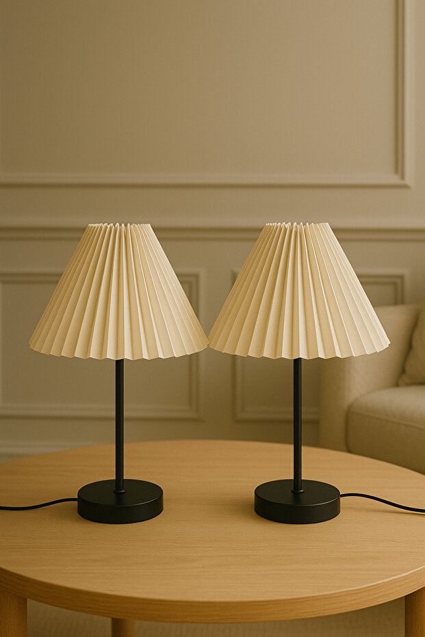 2’li Maison Pileli Siyah Abajur - 4