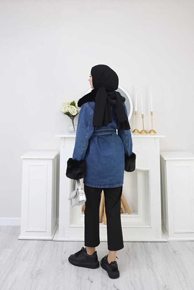 Furry Denim Jacket - 4