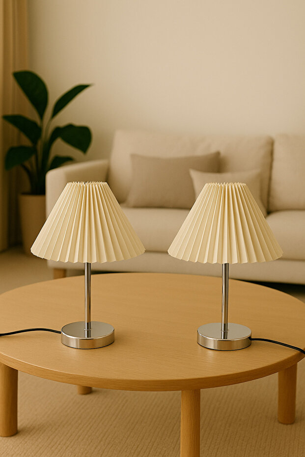 2’li Maison Pileli Gümüş Abajur - 3