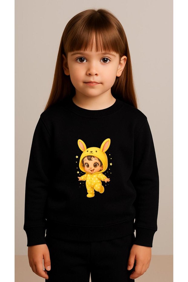 Children's Suit Sweatshirt Yellow Costume Printed Girls Boys Crew Neck3 4-5-6-7-8-9-10-11-12Years