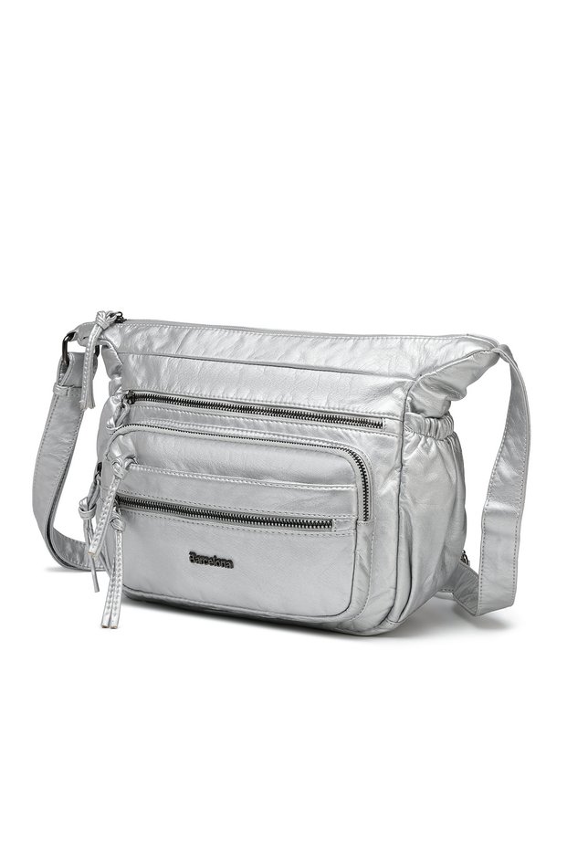 Barcelona Medium Size Multi-Pocket Long Crossbody Strap Sports and Casual Women's Shoulder Bag Platinum