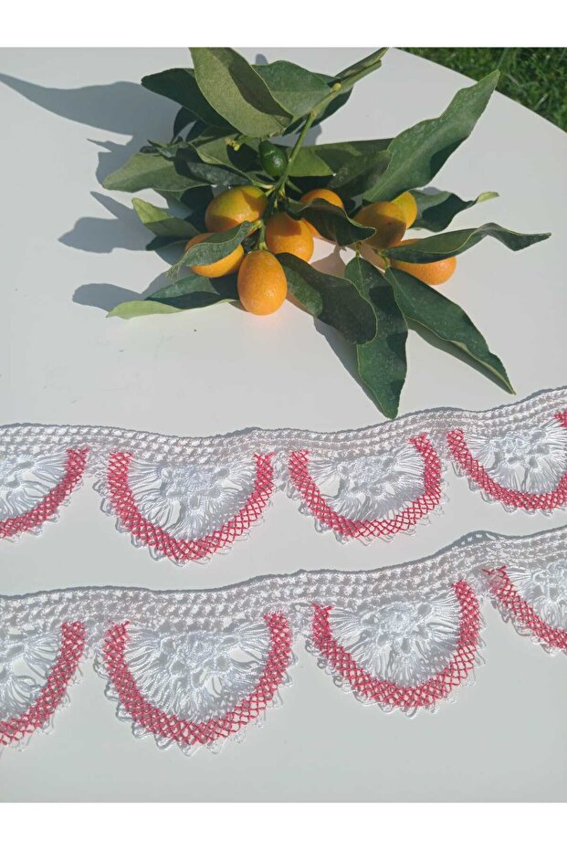 White Needlepoint Handcrafted Towel Edge 2 Pieces