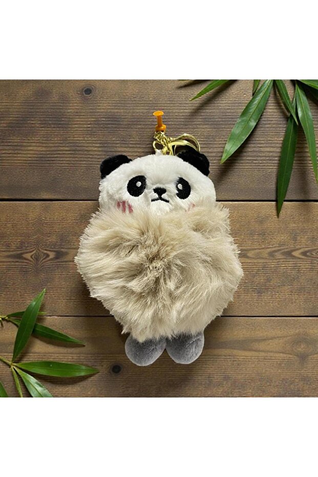Fluffy Panda Plush Keychain – Cute Bag Ornament