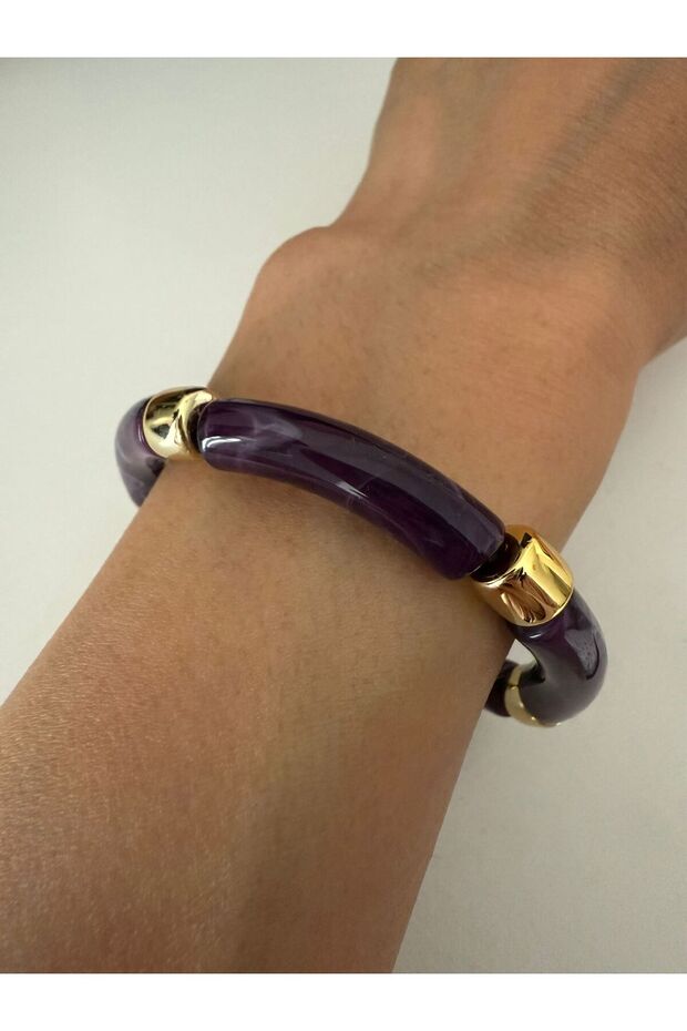 Mor Renk Esnek Moda Bileklik - 2