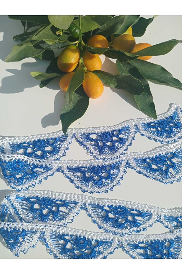 Navy Blue Needlework Handcrafted Towel Edge 2 Pieces