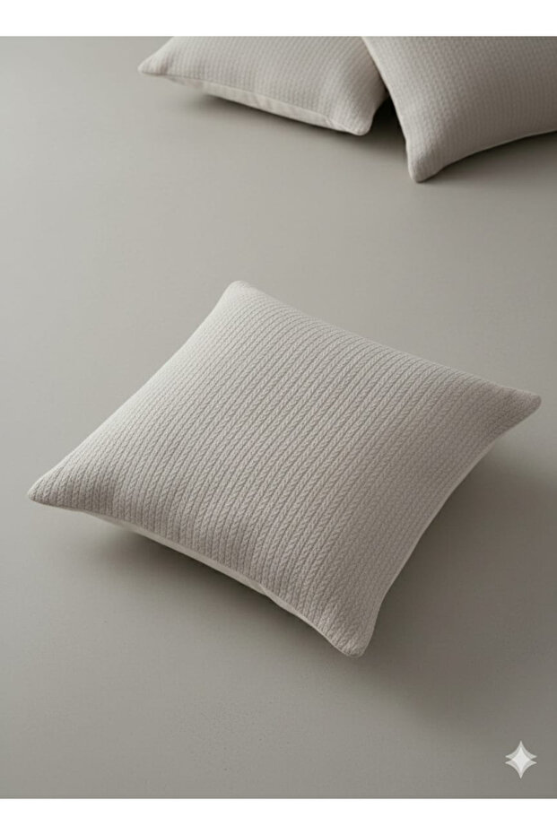 Stone Color Knitted 100% Cotton Square Modern Throw Pillow Cover 50X50Cm 2 Pieces
