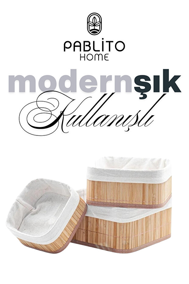 3LÜ BAMBU SEPET - 5