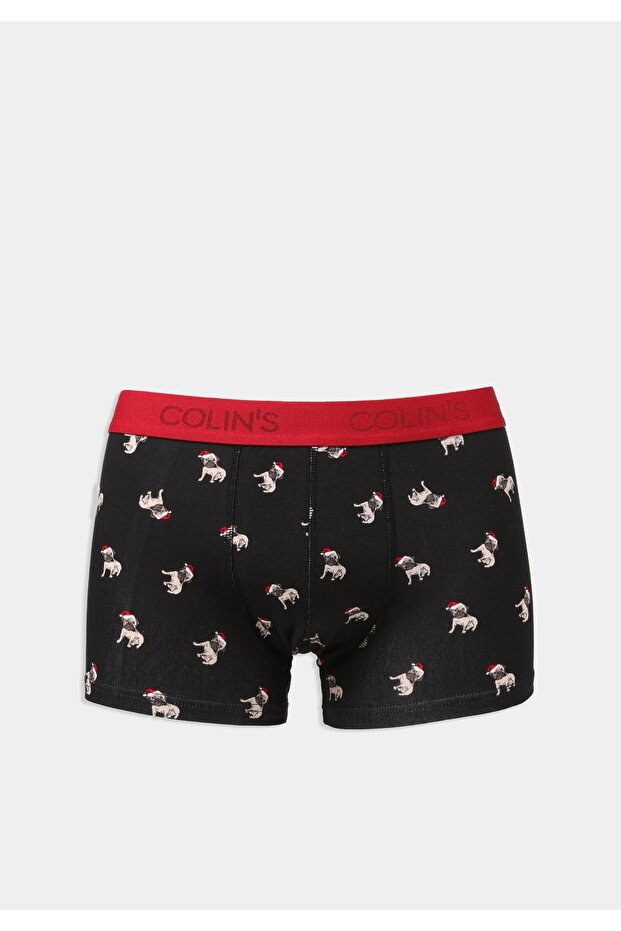 Modern Fit Printed Men's Black Boxers