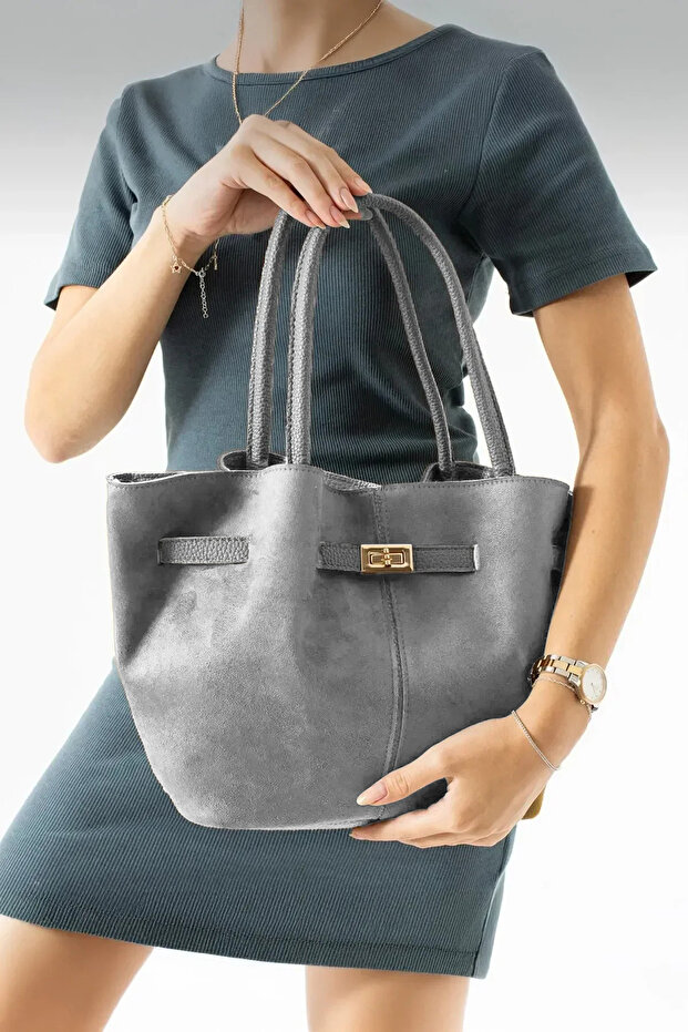 Women's Leo Model Nubuck (Suede) Hand and Shoulder Bag