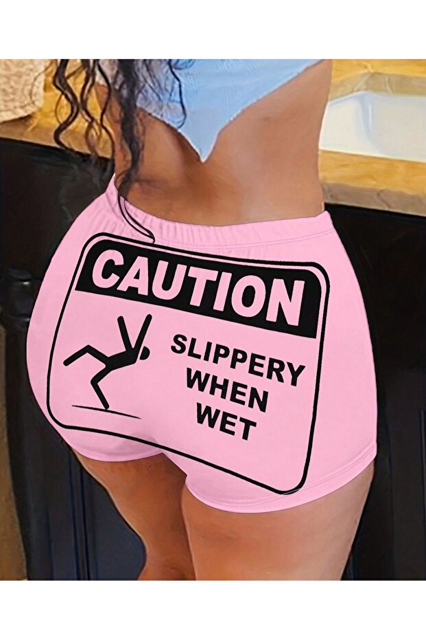 Baskılı pembe şort - 1