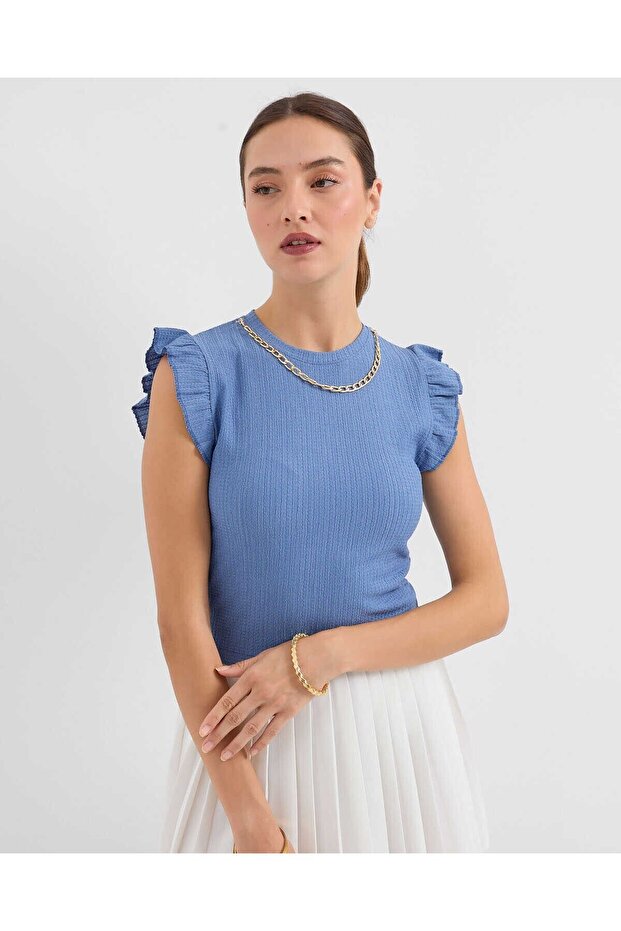 0430 Knitted Blouse - Indigo