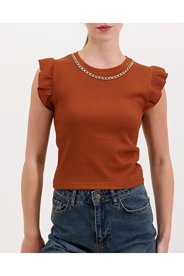 0430 Knitted Blouse - Tan