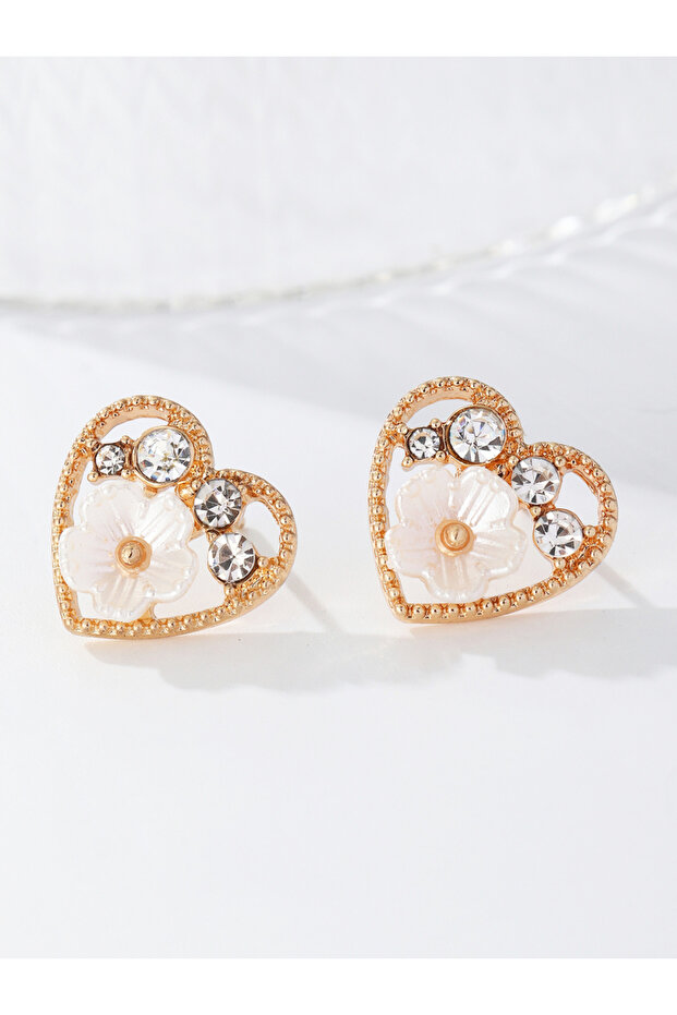Rhinestone Floral Heart Shape Earrings
