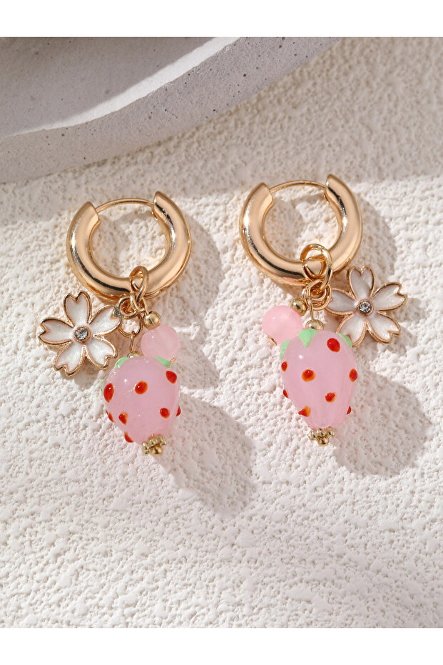 Fruit Strawberry Hoop Earrings