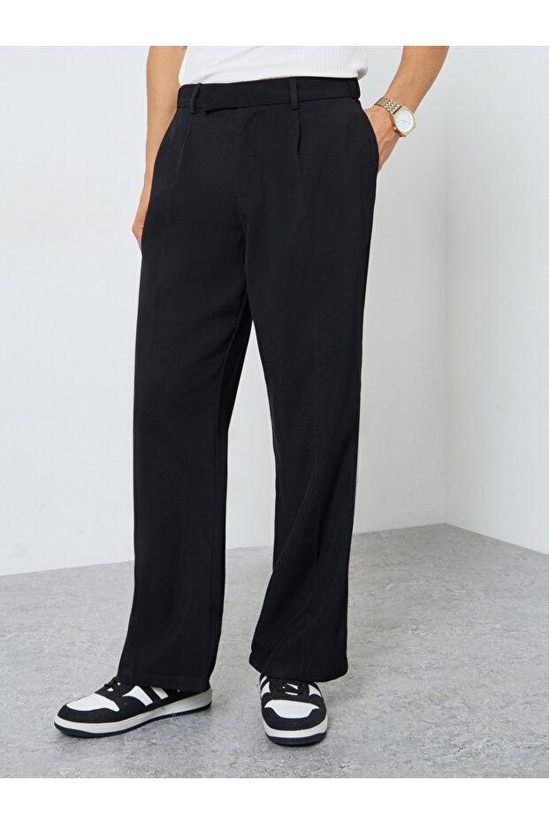 Men Solid Straight Leg Pants - 1