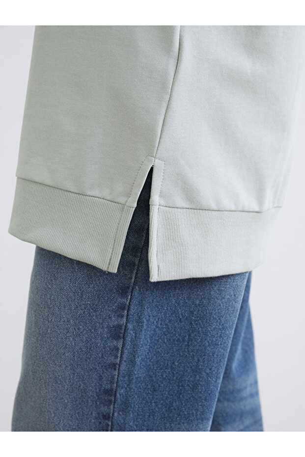 Basic Gri Baskılı Oversize Kadın Sweatshirt Tunik - 3