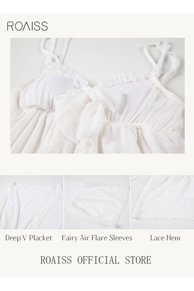 2 Piece Nightgown Set Women's Sweet Halter Nightdress Lace Lingerie Sleepwear Home Dress Set Romanti