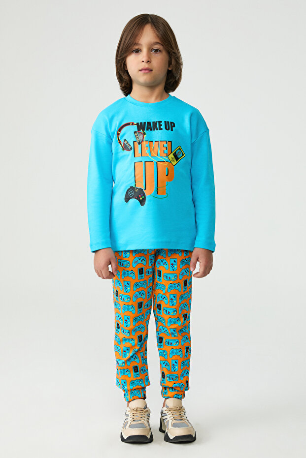Boy Patterned Pyjama Suit - 1
