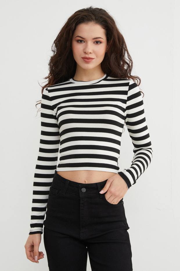 Basic Çizgili Likralı Body - 1