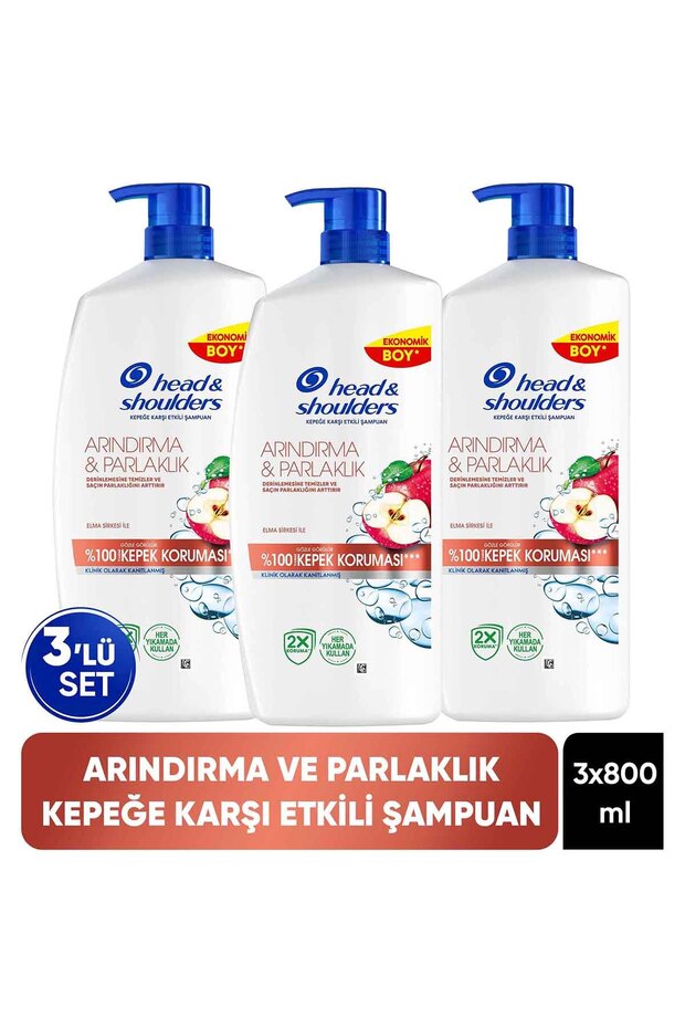 Purifying and Brightening Anti-Dandruff Shampoo with Apple Cider Vinegar 800ml X 3 Pieces