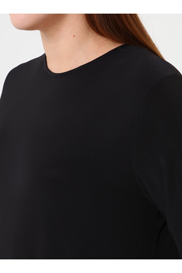 Büyük Beden Basic Elbise - Siyah - - 5