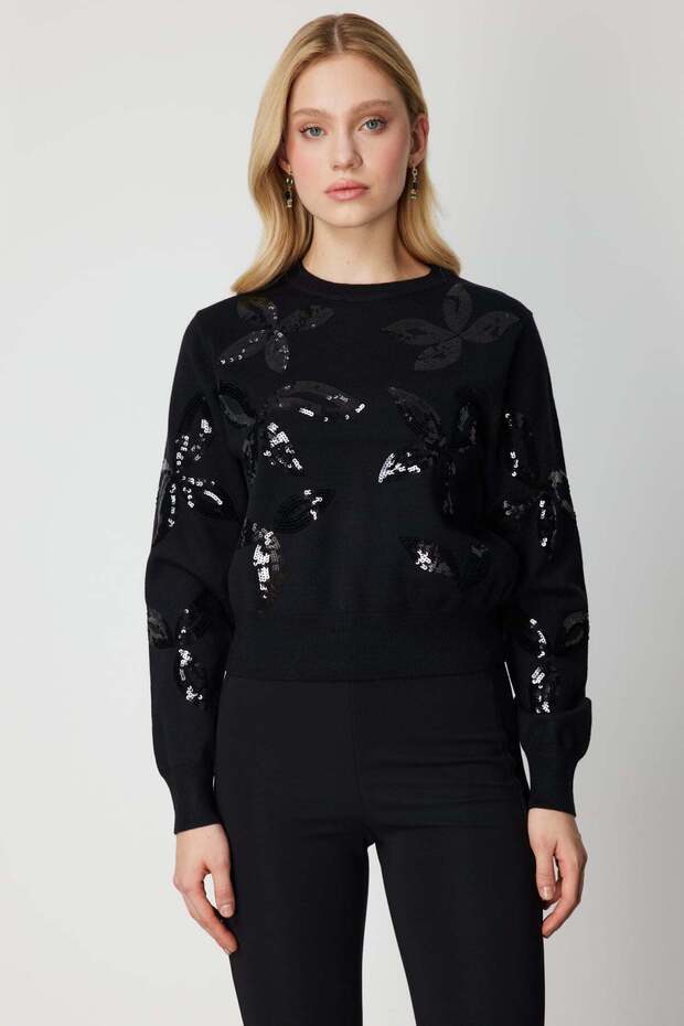 Pullu Desenli Triko Kazak - 1