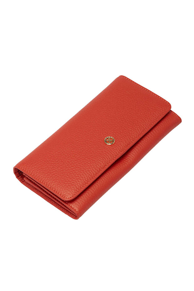 Orange Genuine Leather Women's Wallet - S1Cb00005818-V9G