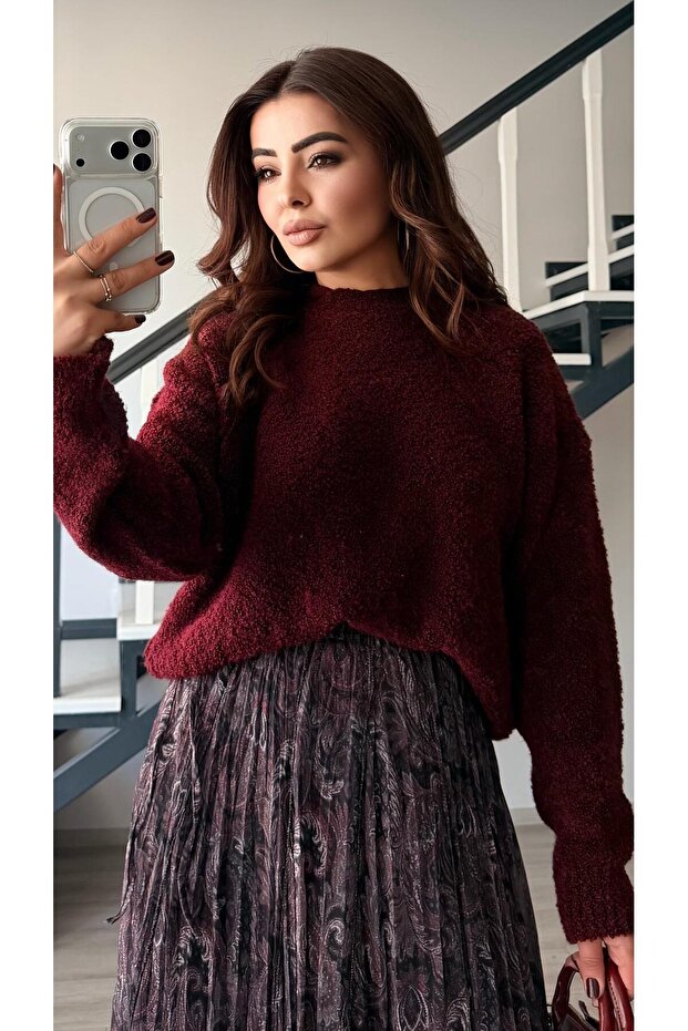 Burgundy Boucle Sweater