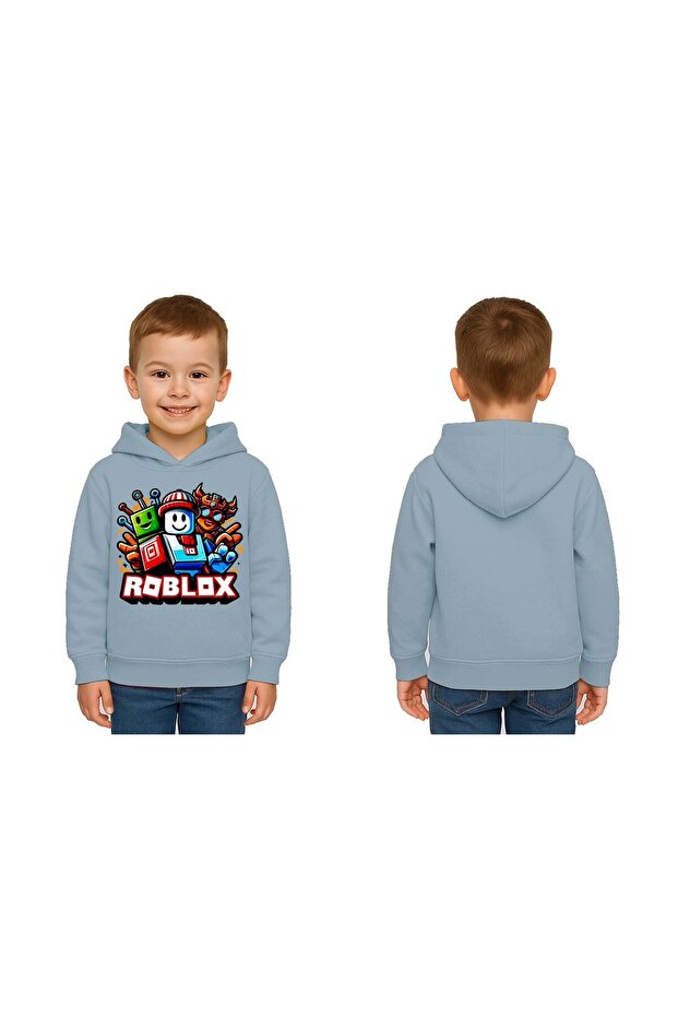 Unisex Roblox Printed Children's Swaetshirt Printed Hooded 3 Thread Raised