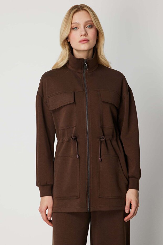 Mock Neck Multi-Pocket Jacket - 1