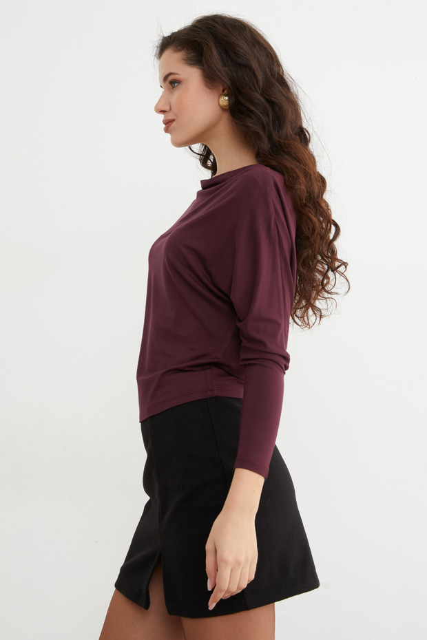 Basic Kayık Yaka Yarasa Kol Bluz - 5