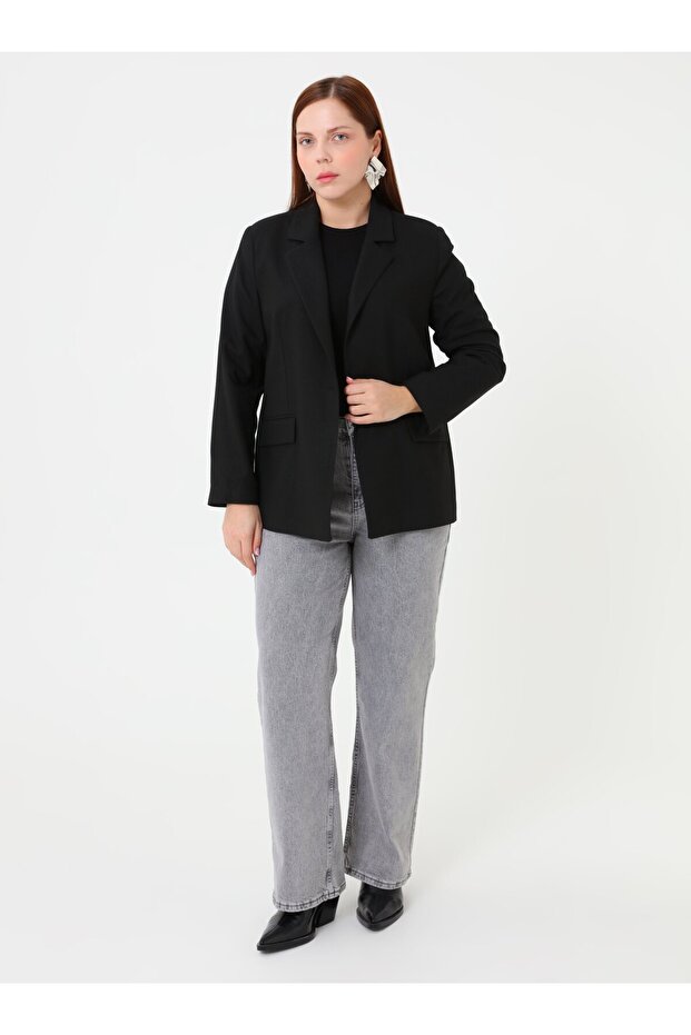 بنطلون جينز أساسي مقاس كبير - رمادي - - 1