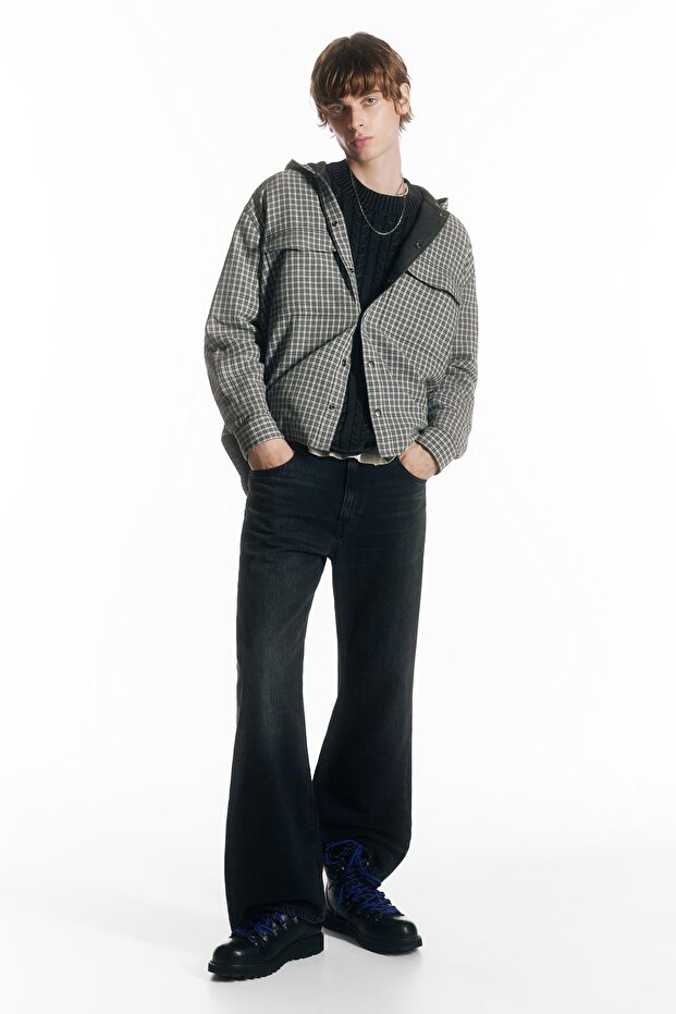 Kapüşonlu kareli düğmeli gömlek - 2