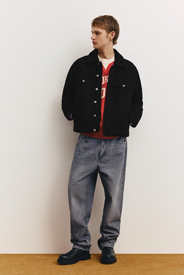 Suni yünlü yakalı denim ceket - 3