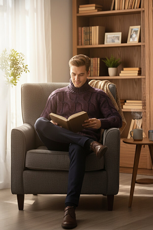 Erkek Balıkçı Yaka Kalın Kazak - 3