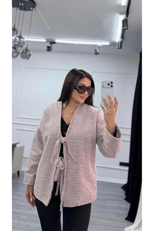 Çift Bağcıklı Kırçıllı Ceket - 4