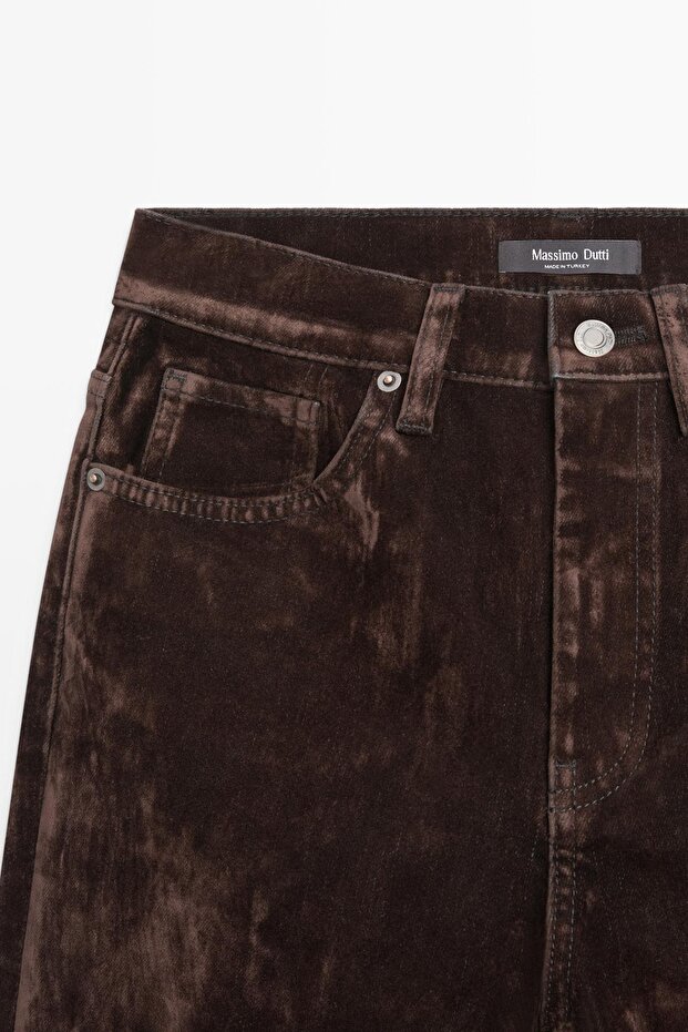High-waisted bootcut jeans with flock finish - 6