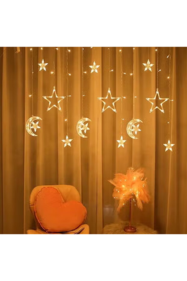 LED 5 pointed Star Curtain String Waterproof Fairy Lights with Remote and Battery+USB Dual Power