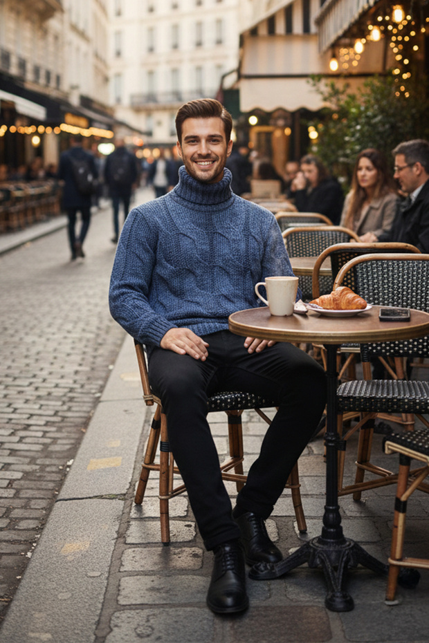 Erkek Balıkçı Yaka Kalın Kazak - 3