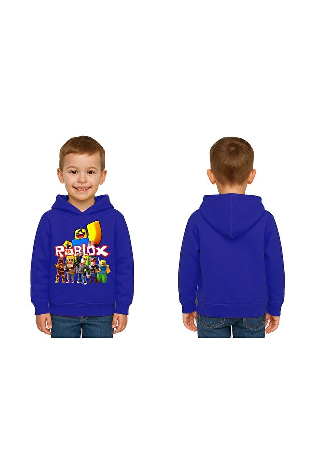 Unisex Roblox Printed Children's Swaetshirt Printed Hooded 3 Thread Raised